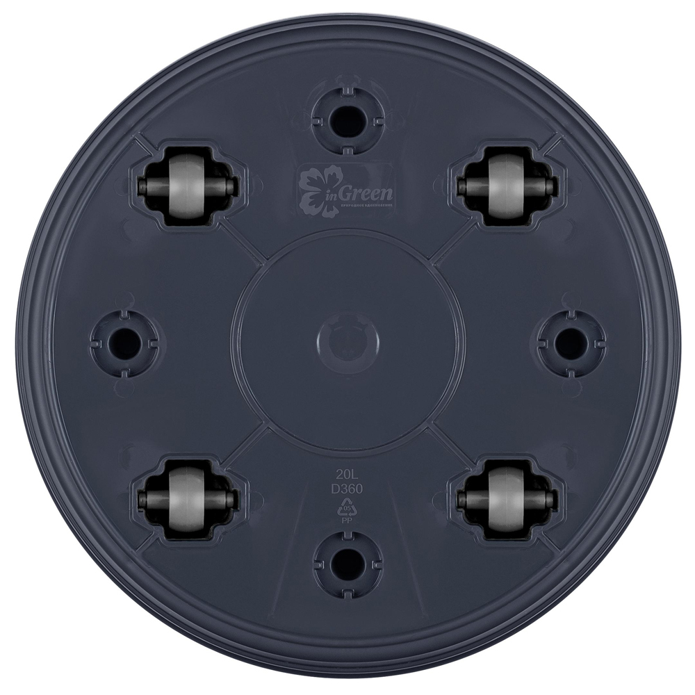 Горшок цветочный Villa de Fiori 20л D360мм, фиксированный поддон, на колесиках, вулканический серый