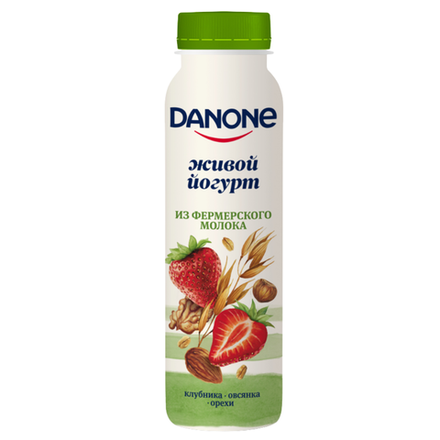 Живой йогурт Danone Клубника овсянка орехи 270 гр