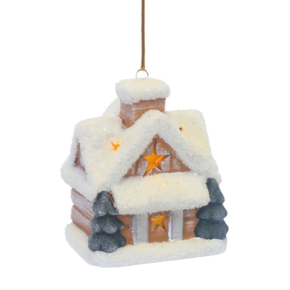 GAEM Украшение новогоднее "Домик" с подсветкой (LR44 2 шт), L7 W5 H8 см, 3в.