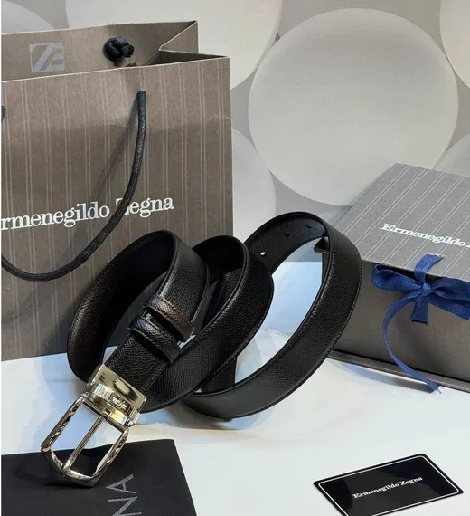 Двусторонний мужской ремень ZEGNA, 3,5 мм, чёрный