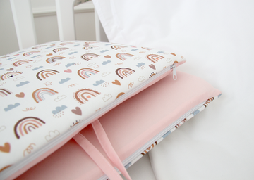 Мягкие бортики для кроватки KIDI soft "Милая радуга" (розовый, сатин)