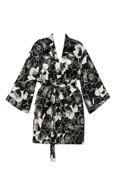Халат-кимоно Filipa с цветочным принтом (Размер: XL) (Цвет: черный с бежевым)