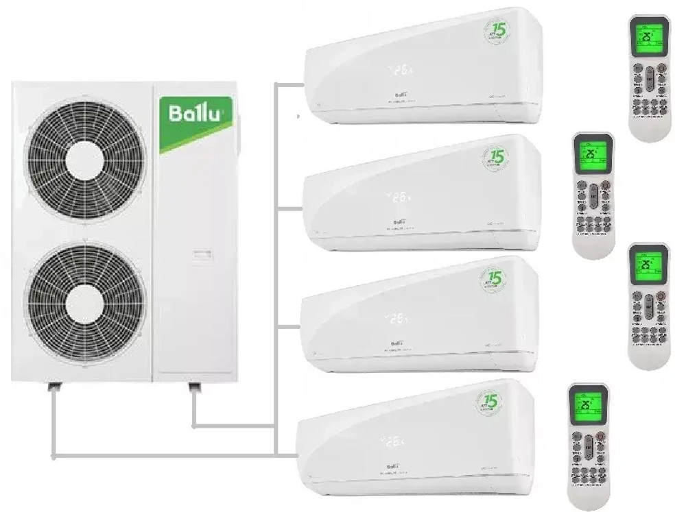 Мульти сплит система Ballu на 4 комнаты (27+27+27+50 кв.м) BSUI-FM
