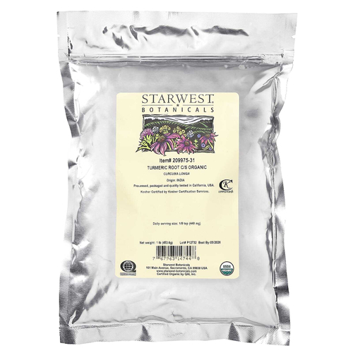 Starwest Botanicals, Органический корень куркумы (C / S), 453,6 г (1 фунт)