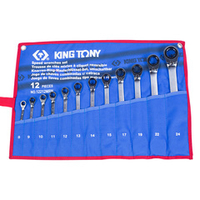 KING TONY (12212MRN) Набор комбинированных трещоточных ключей, 8-24 мм, 12 предметов