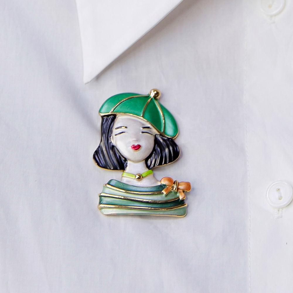 Брошь Shadore Девочка в берете XZ1479.16 G/G