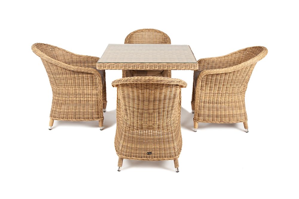 "Фредо" обеденная группа из искусственного ротанга, цвет соломенный