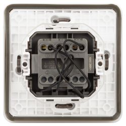 Выключатель ЭРА Эксперт 11-1525-01 двойной с подсветкой IP55, 10АХ-250В, СУ, белый | Эра Эксперт