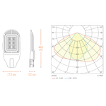 Уличный светодиодный светильник STL-50W01 50Вт IP65 6000Лм 5700К 460x213x62мм WOLTA
