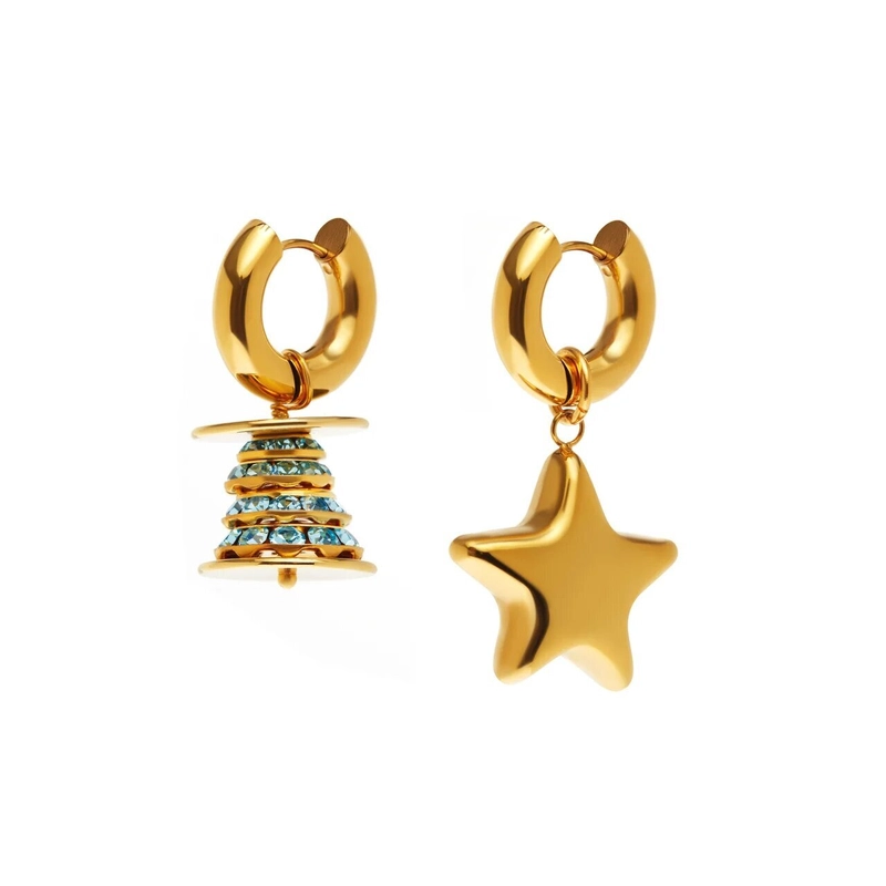 Серьги Золотая Ель и Звезда