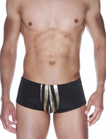 Мужские трусы-хипсы с золотистыми полосками (Размер: L-XL) (Цвет: черный с золотистым)