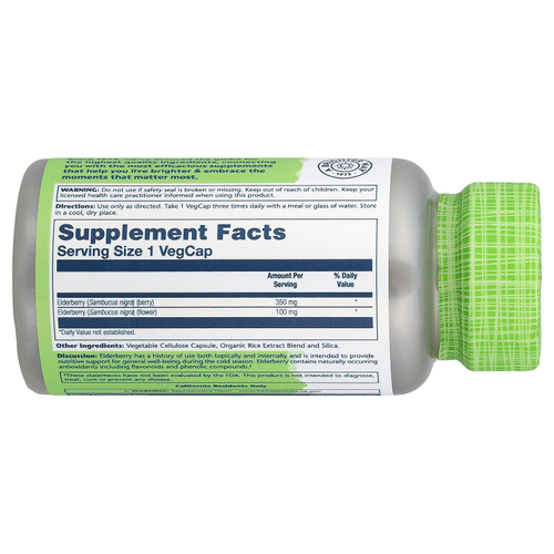 Solaray, бузина из натуральных трав, 100 растительных капсул