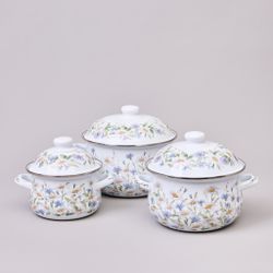 НАБОР КАСТРЮЛЬ AGNESS ЭМАЛИРОВАННЫХ СЕРИЯ "SENTIMENT", 6ПР. 1,5/2,8/3,6Л, 16Х10/20Х12/22Х13СМ