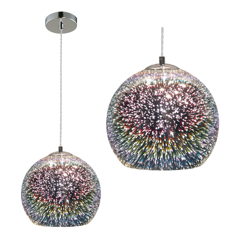 DLC-G432 E27 CHROME Светильник декоративный подвесной ТМ Fametto, серия Galassia. Без лампы. Материал металл, стекло; цвет хром. d-200 мм, h-1200м