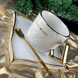 Lenardi 106-119 Чашка 210 мл с блюдцем и ложкой в под.уп.(х36)Фарфор