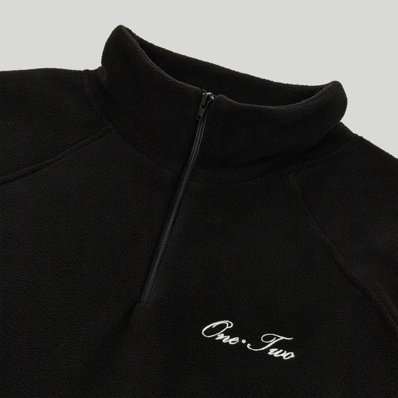 Drawstring Half-Zipped Sweatshirt Black