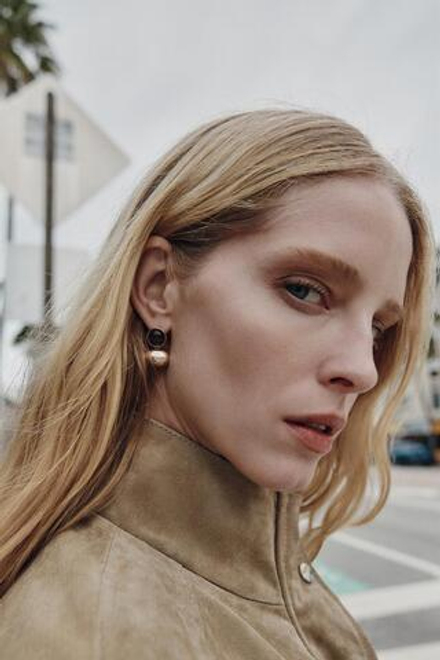 ZARA СЕРЬГИ С ДВУМЯ ШАРИКАМИ И КАМНЕМ, ЗОЛОТИСТЫЙ