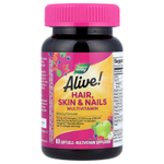 Nature's Way, мультивитамины для волос, кожи и ногтей Alive!®, со вкусом клубники, 60 капсул