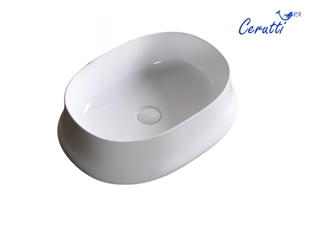 Раковина CR0060 накладная, белая, овальная, глубокая 580х430х160 Ceruttispa