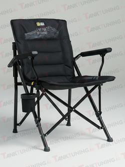 Кемпинговое кресло Y+ складное с подстаканником, до 150 кг, с регулируемой спинкой (чёрное)