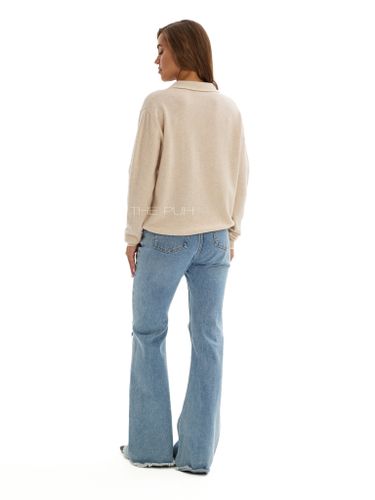 Бежевое поло с длинным рукавом из шерсти