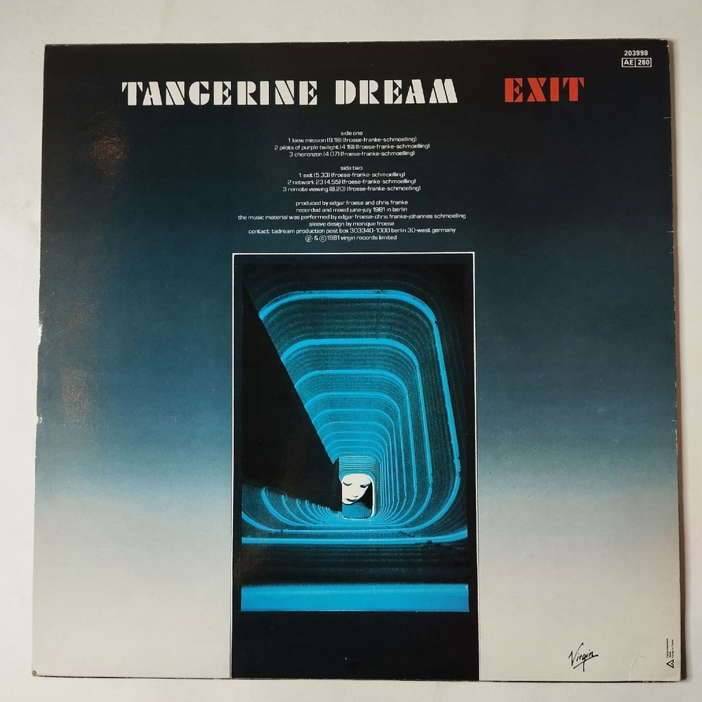 Винтажная виниловая пластинка LP Tangerine Dream Exit (Germany 1981)