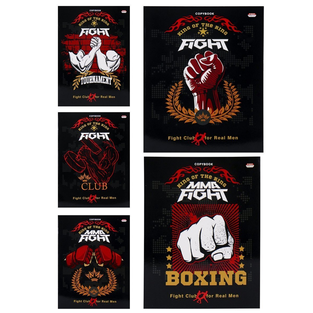 Тетрадь 48л., А5, клетка, Проф-Пресс, "Мужской спорт" скрепка, мелованный картон, выб.лак, 5 дизайнов в спайке