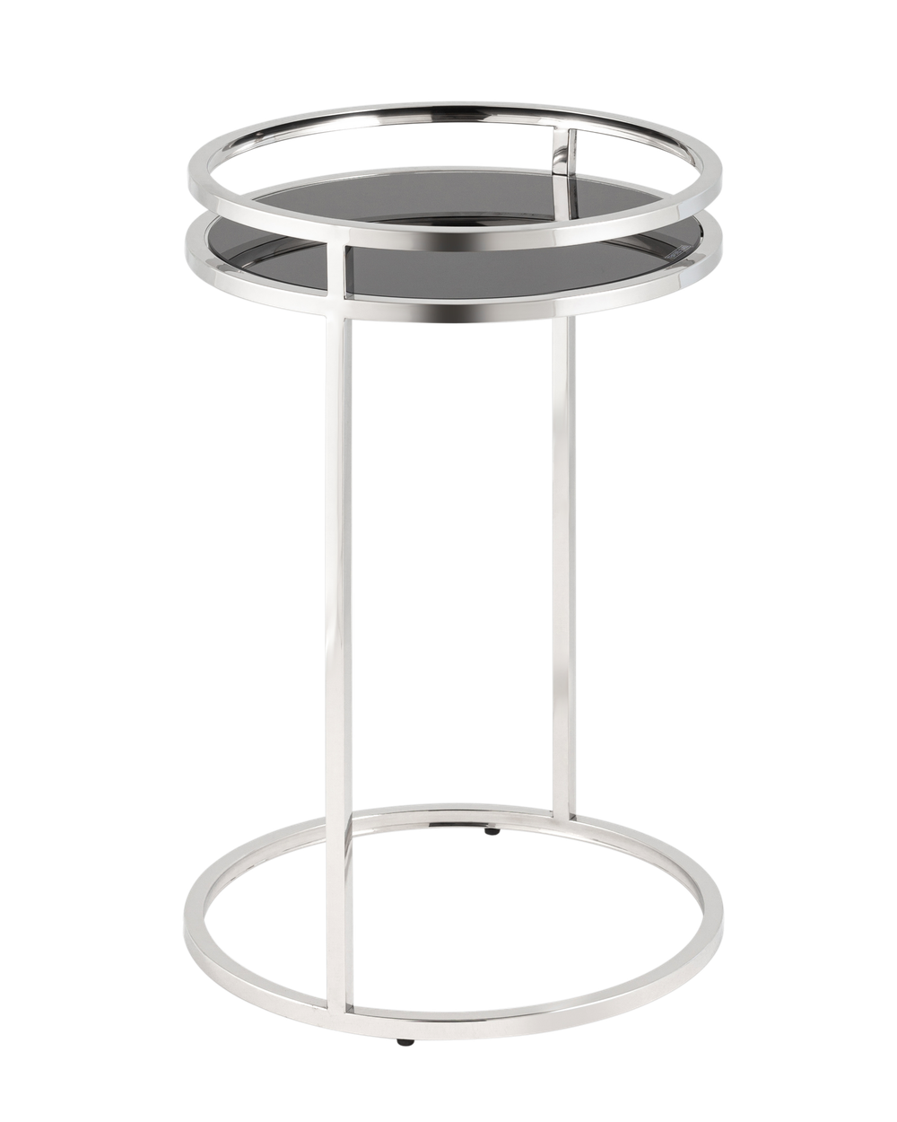 Журнальный столик Гестия 41*60см стекло черное сталь серебро
