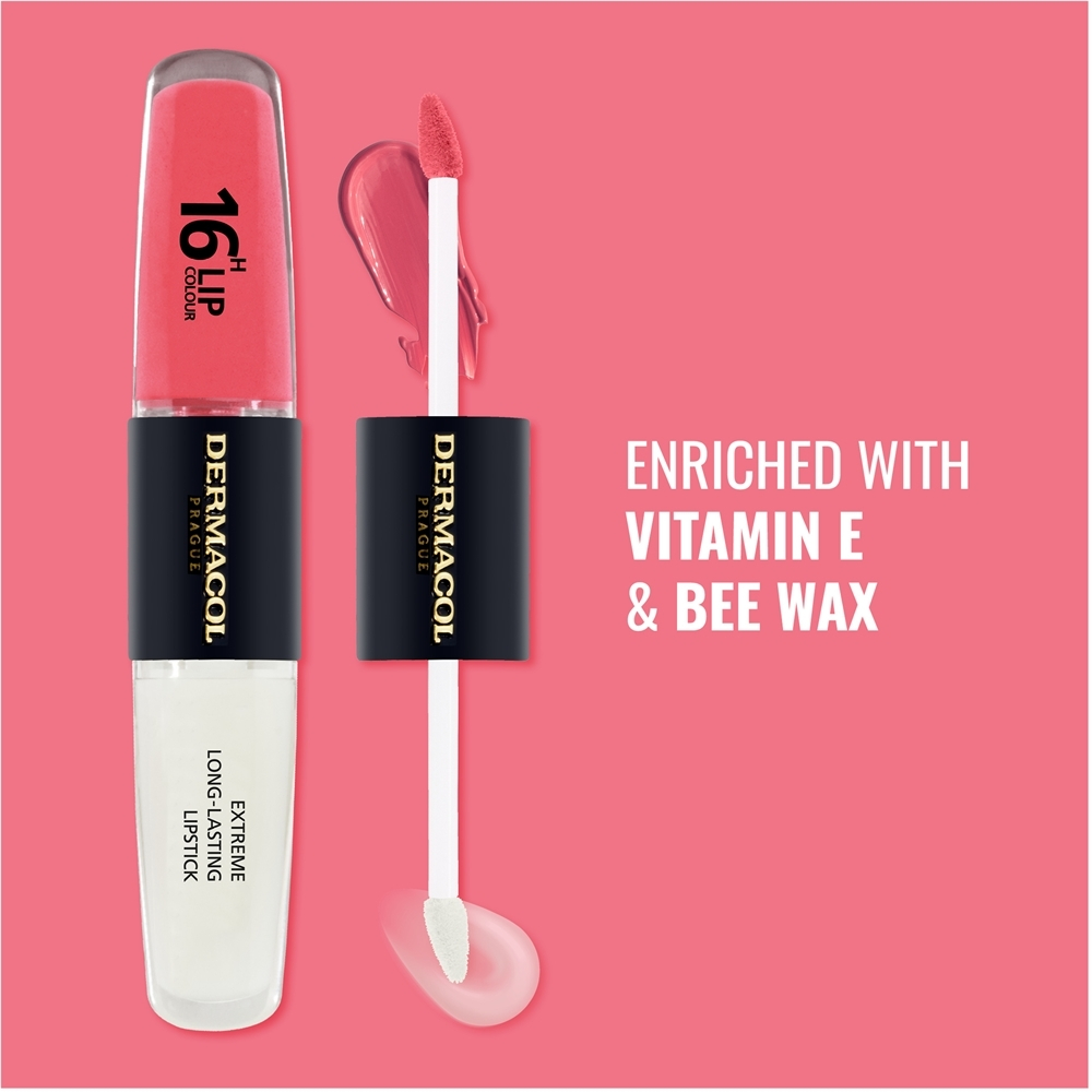 Dermacol 16H Lip Colour - Стойкая помада и блеск для губ, 2× 4 ml