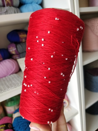 Алый, арт. 5ХБ, хлопок с бисером