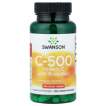 Swanson, C-500, витамин C с шиповником, 100 веганских капсул