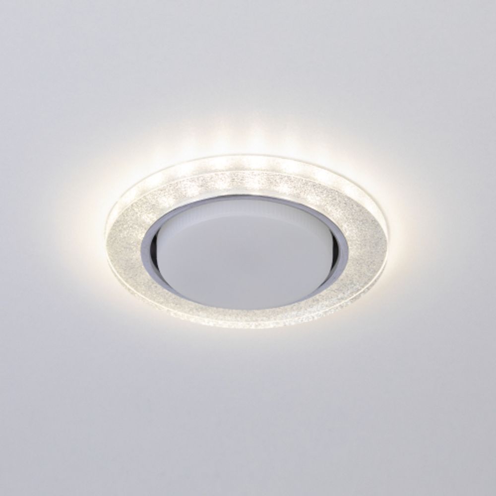 Светильник встраиваемый cо светодиодной подсветкой ЭРА DK LD51 CH/SHSL под лампу GX53 хром/серебро | Встраиваемые LED светильники