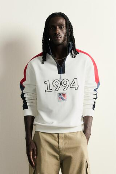ZARA ТОЛСТОВКА С ВОРОТНИКОМ НА МОЛНИИ USA 94 FIFA WORLD CUP™ FIFA CLASSICS, ЖЕЛТОВАТО-БЕЛЫЙ