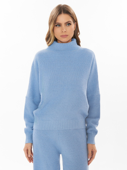 Женский трикотажный костюм-двойка голубой