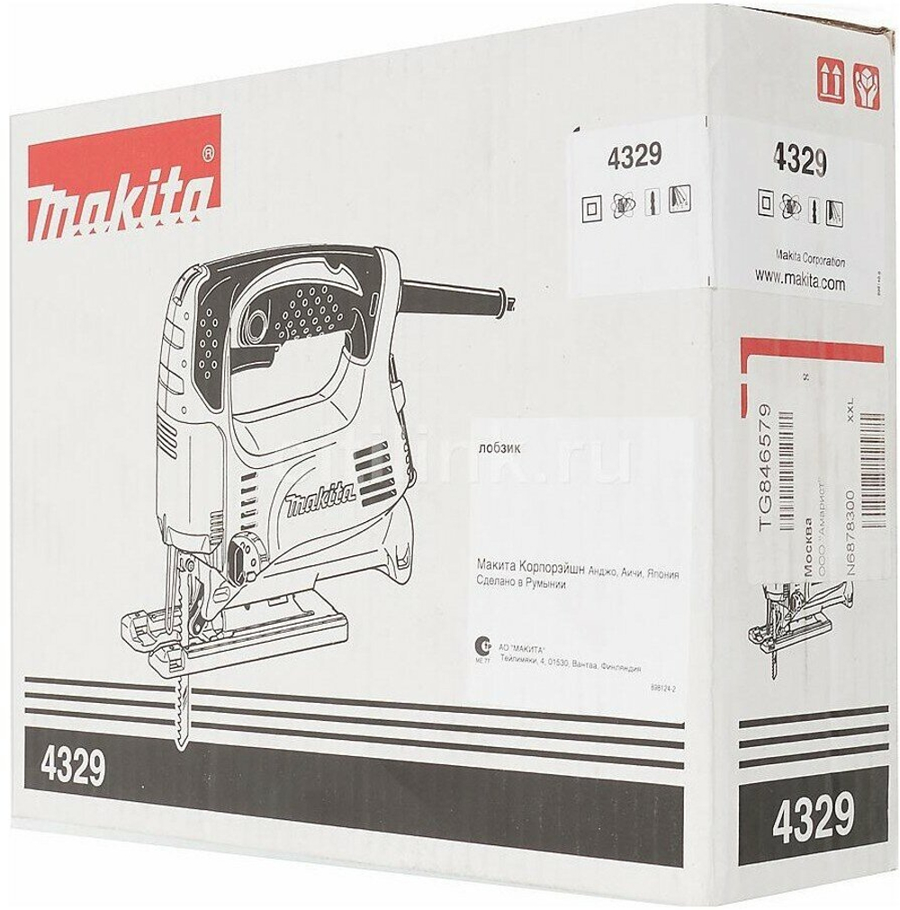 Лобзик Makita 4329  {450Вт,500-3100об\м, ход-18мм, рез-65мм,1.9кг, кор, маятн, Al подошва} ОРИГИНАЛ