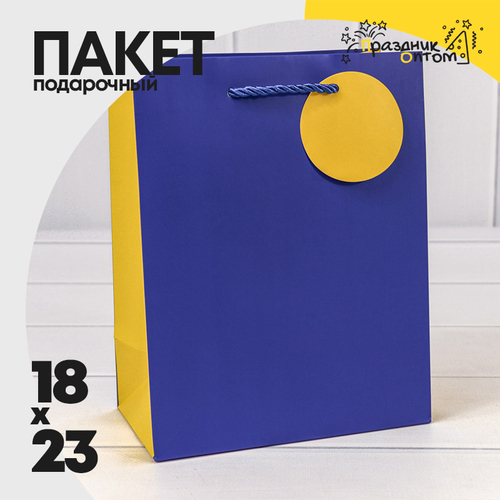 Пакет подарочный 18х23х10см Премиум (Синий)