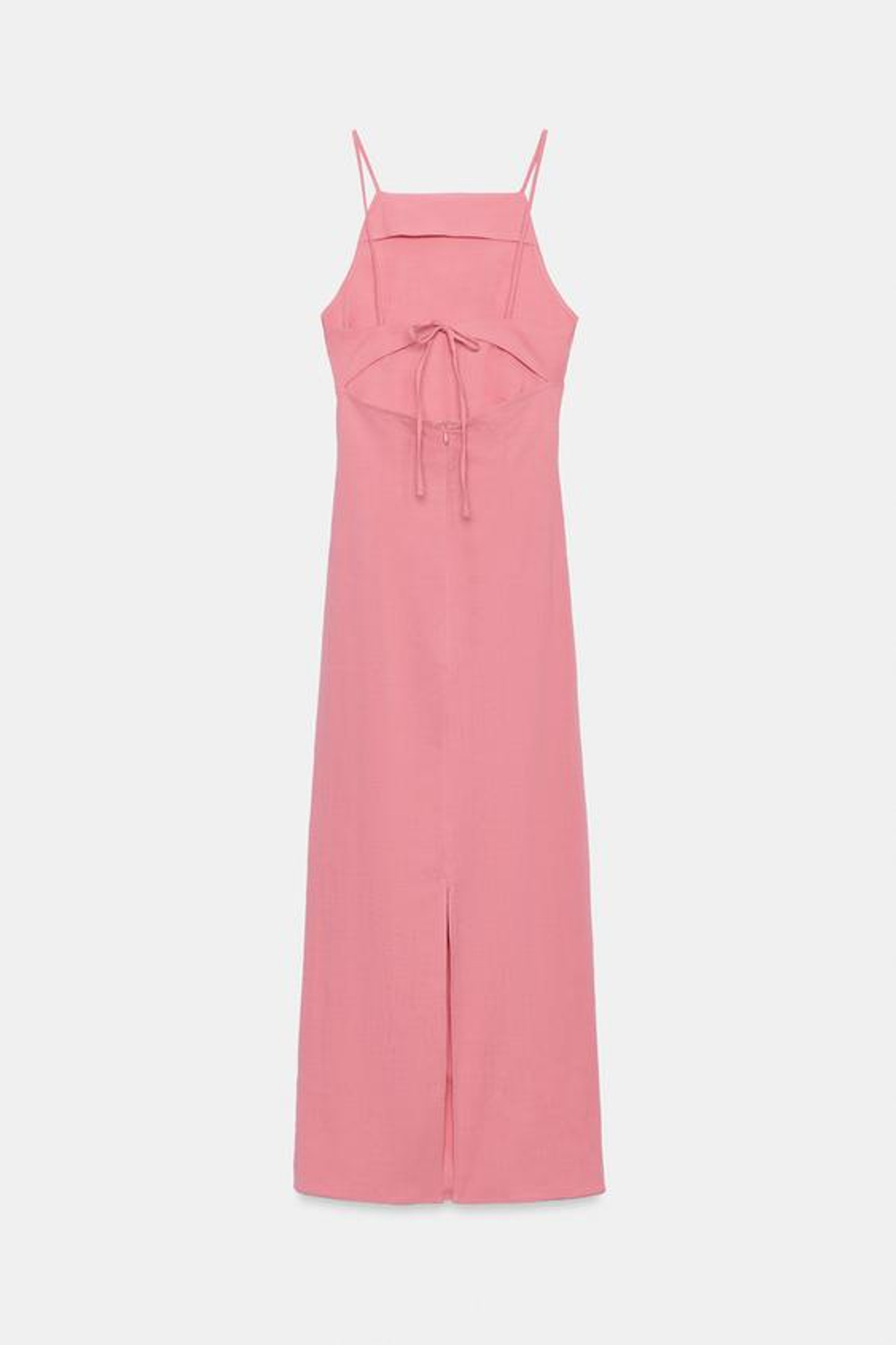 ZARA ПЛАТЬЕ МИДИ СО СБОРКАМИ, РОЗОВАТЫЙ