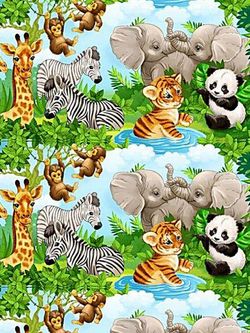 Постельное белье Сказка "В мире животных" 1,5-сп Наволочка 50х70 см 1 шт Простынь 150х215 см Пододеяльник 145х215 см , бязь