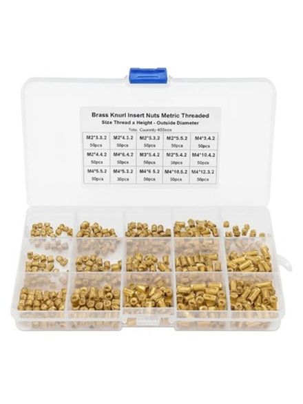 Латунные термоплавкие встраиваемые гайки для 3D-печати М2-М5, 450 шт