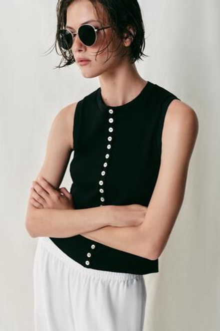ZARA ТОП НА ПУГОВИЦАХ, ЧЕРНЫЙ