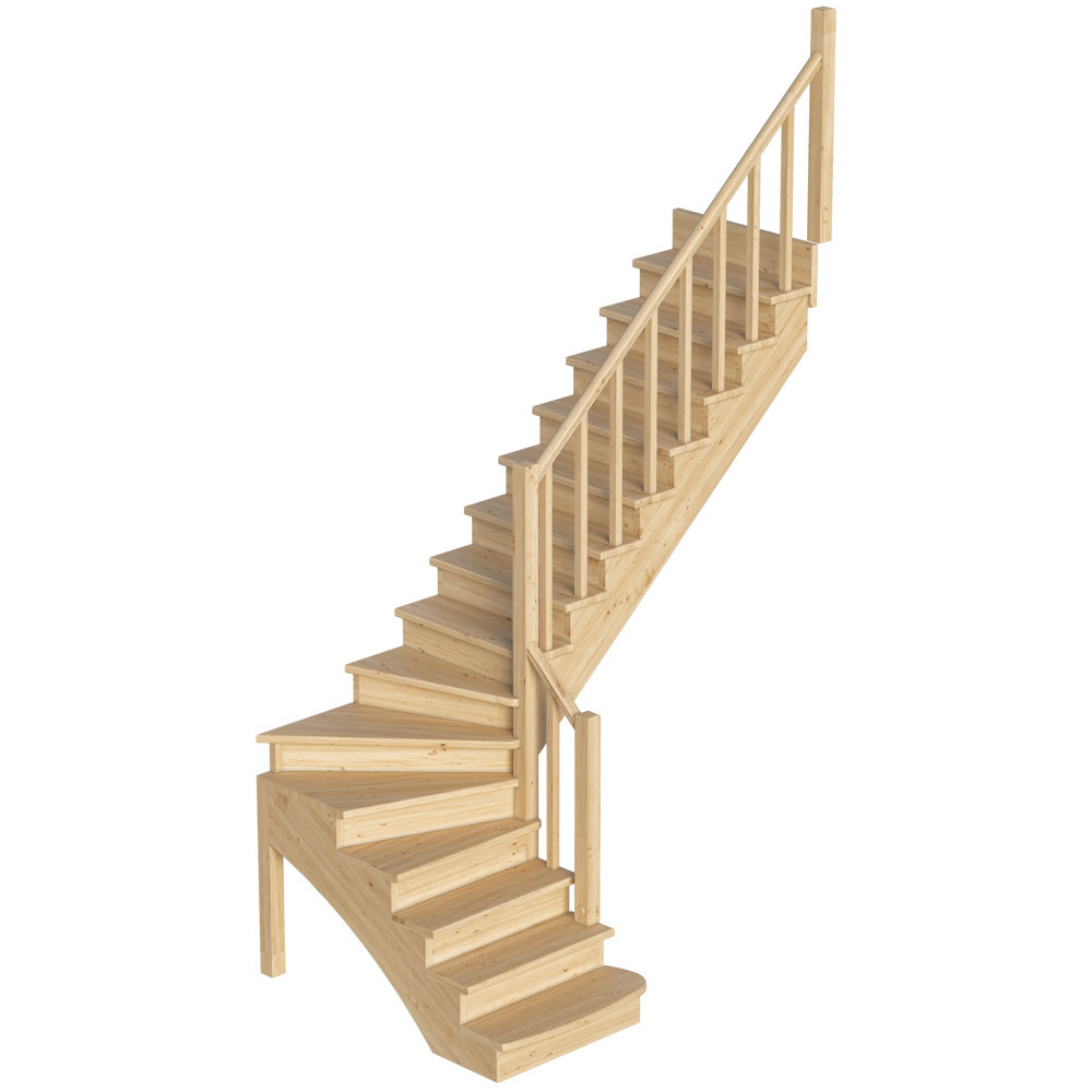 Лестница на второй этаж К-001м/4 Правая c подступенками