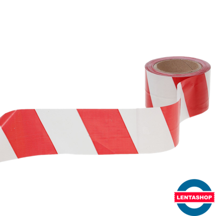 Лента оградительная бело-красная 75 мм х 100 м