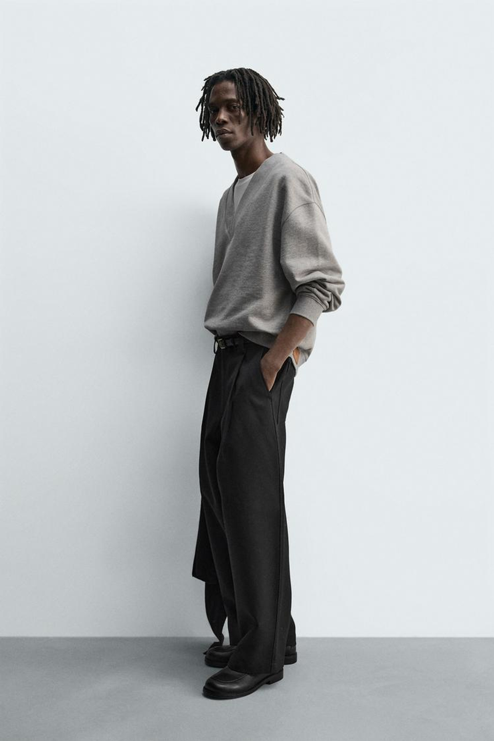 ZARA ТОЛСТОВКА СВОБОДНОГО КРОЯ, СЕРЫЙ МЕЛАНЖ