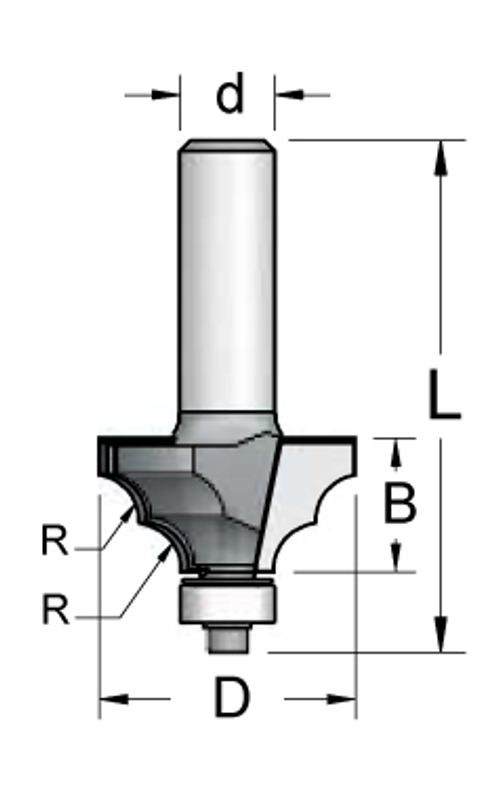 Фреза RL04002 профиль розетка R4 D28,6 B13 подшипник хвостовик 12