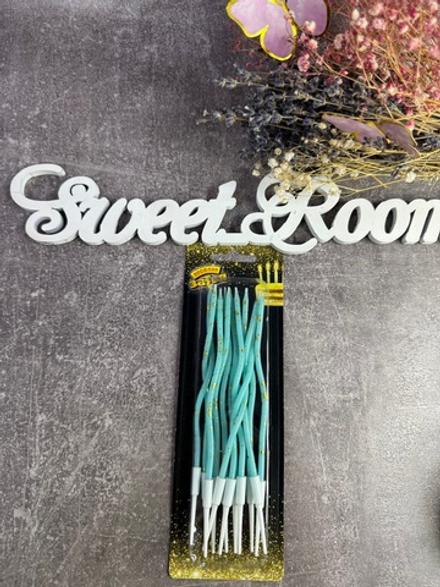 Свечи волна голуб искры с подст 13см 12шт