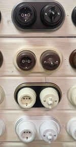 Ретро розетка пластиковая, слоновая кость, Вектор, Interior Electric SCIE/W-02-пл
