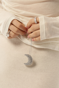 Подвеска плумесяц в камнях, серебро