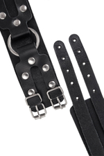 Черные кожаные оковы с двумя ремешками (Цвет: черный)