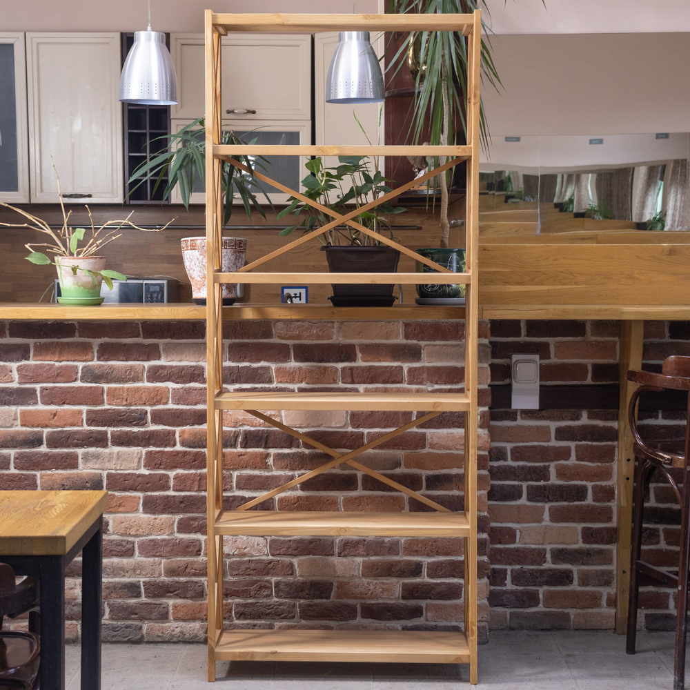 Стеллаж деревянный напольный Юск из массива сосны 6 полок