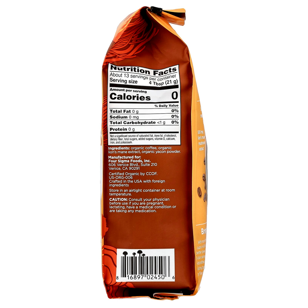 Four Sigmatic, Focus, органический кофе с грибом ежовиком гребенчатым и яконом, молотый, средняя обжарка, 283 г (10 унций)